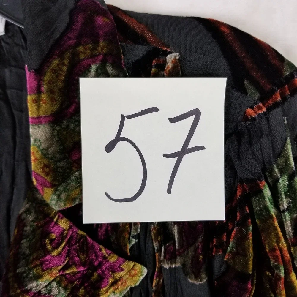 Alberto Makali Jacket Women Large Multicolor Velvet Burnout Crinkle Ruched Artsy